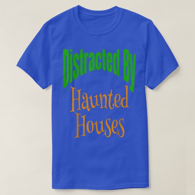 Funny Halloween Distracted By Haunted Houses Match T-Shirt (Design Front)