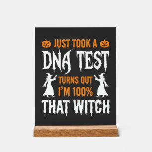 Funny Halloween DNA Test Witch Graphic Acrylic Sign