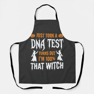 Funny Halloween DNA Test Witch Graphic Apron