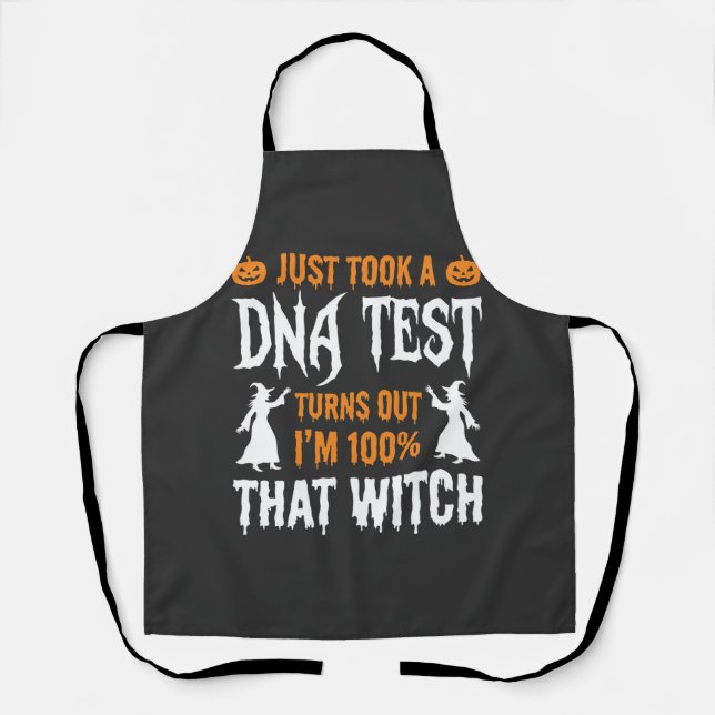 Funny Halloween DNA Test Witch Graphic Apron (Front)