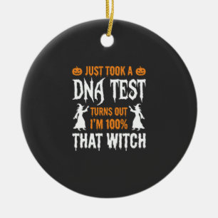 Funny Halloween DNA Test Witch Graphic Ceramic Tree Decoration