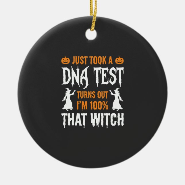 Funny Halloween DNA Test Witch Graphic Ceramic Tree Decoration (Front)
