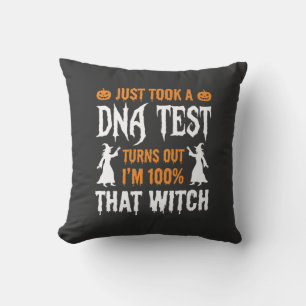 Funny Halloween DNA Test Witch Graphic Cushion