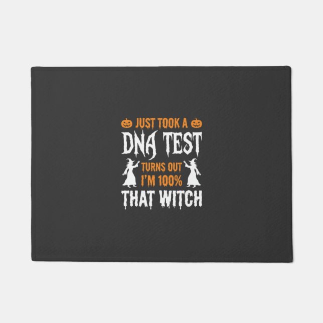 Funny Halloween DNA Test Witch Graphic Doormat (Front)