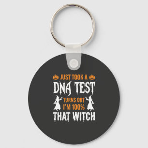 Funny Halloween DNA Test Witch Graphic Key Ring