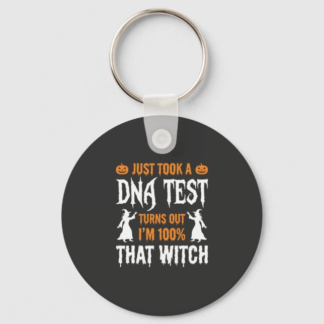 Funny Halloween DNA Test Witch Graphic Key Ring (Front)
