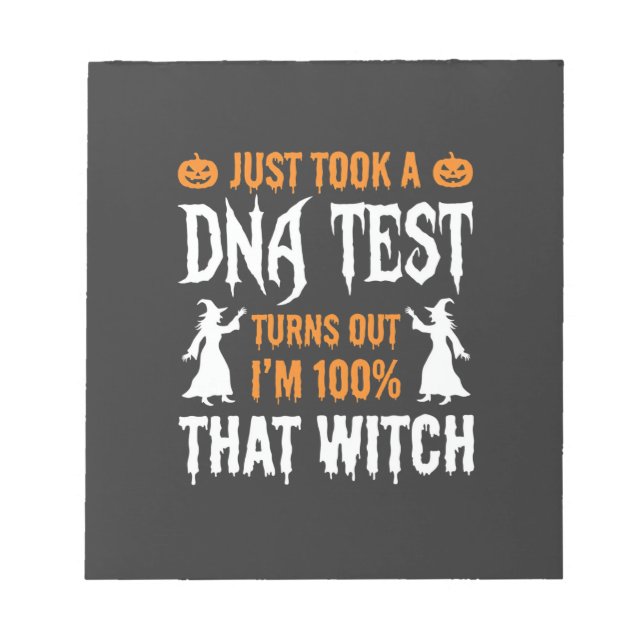 Funny Halloween DNA Test Witch Graphic Notepad (Front)