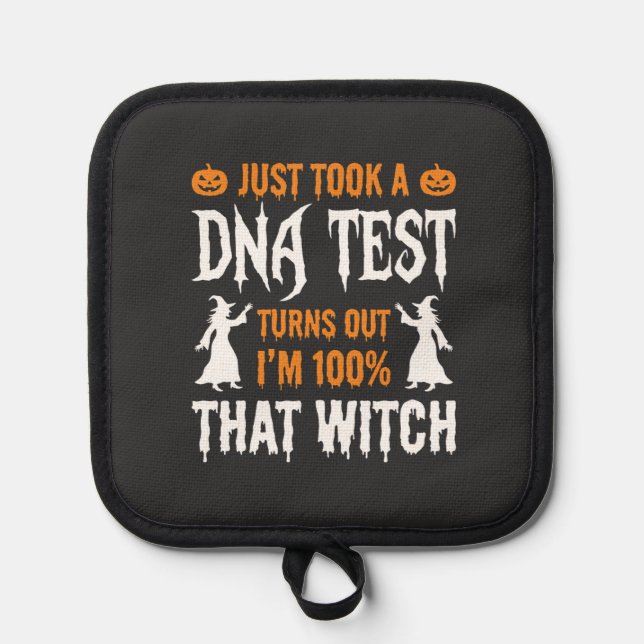 Funny Halloween DNA Test Witch Graphic Pot Holder (Front)