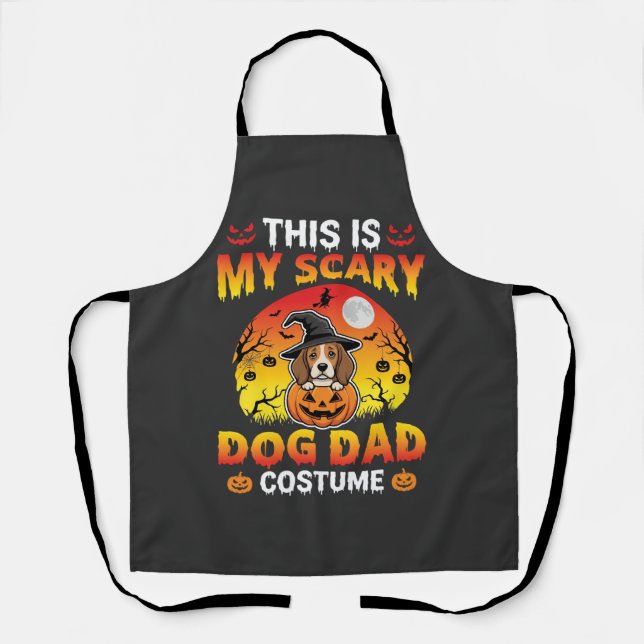 Funny Halloween Dog Dad Costume Witch Beagle Apron (Front)