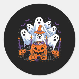 Funny Halloween Dog Ghost Halloween Dog Men Women Classic Round Sticker