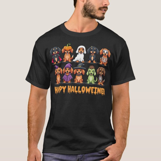 Funny Halloween Dog Lovers Dog Owners Happy Hallow T-Shirt (Front)
