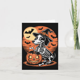 Funny Halloween Dog Skeleton Design Spooky Haunted Card