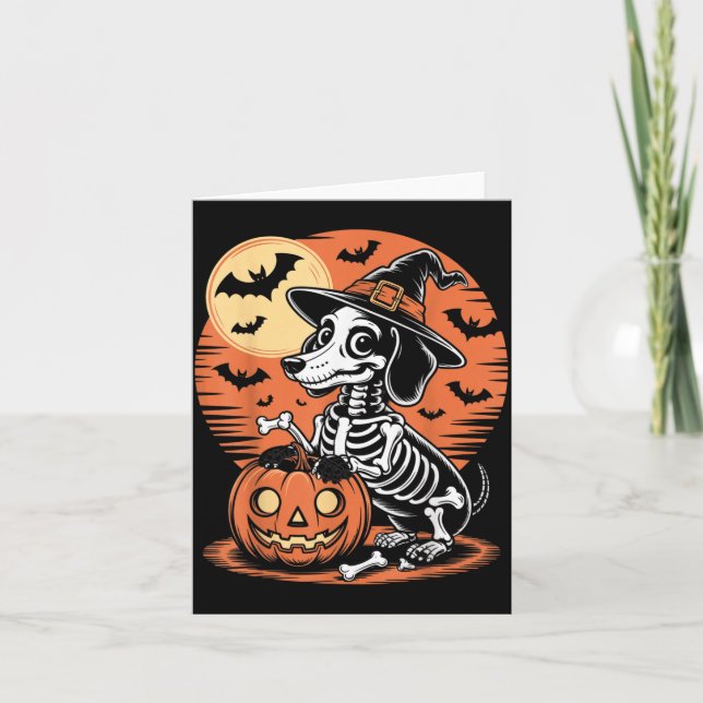 Funny Halloween Dog Skeleton Design Spooky Haunted Card (Front)