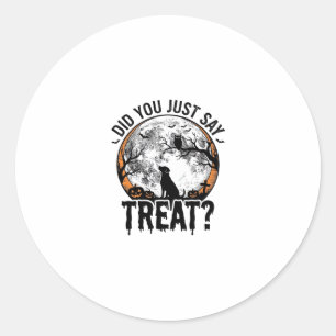 Funny Halloween Dog Treat Vintage Vector Design_1 Classic Round Sticker