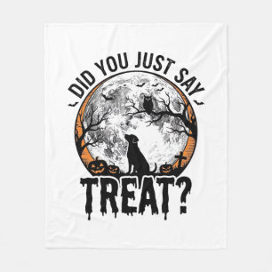 Funny Halloween Dog Treat Vintage Vector Design_1 Fleece Blanket