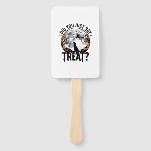 Funny Halloween Dog Treat Vintage Vector Design_1 Hand Fan