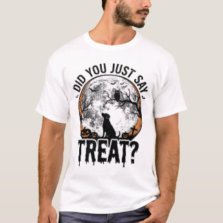 Funny Halloween Dog Treat Vintage Vector Design_1 T-Shirt