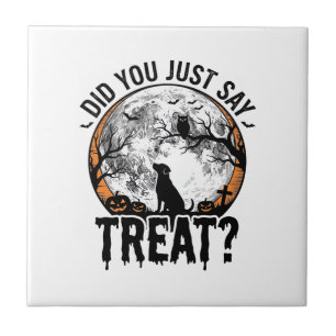 Funny Halloween Dog Treat Vintage Vector Design_1 Tile