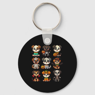 Funny Halloween Dogs Ghost Pumpkin Spooky Season D Key Ring