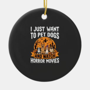Funny Halloween Dogs Horror Movies Vector Ceramic Tree Decoration