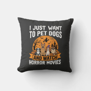 Funny Halloween Dogs Horror Movies Vector Cushion