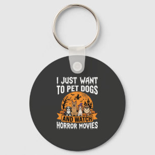 Funny Halloween Dogs Horror Movies Vector Key Ring