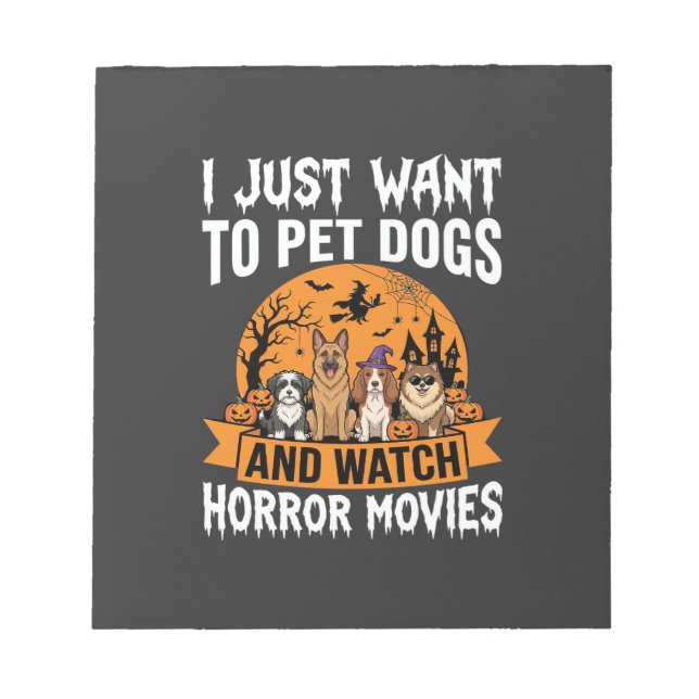 Funny Halloween Dogs Horror Movies Vector Notepad (Front)