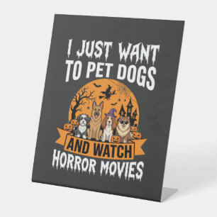 Funny Halloween Dogs Horror Movies Vector Pedestal Sign