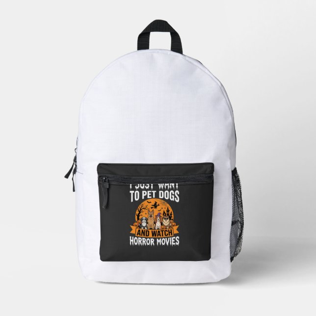 Funny Halloween Dogs Horror Movies Vector Printed Backpack (Front)