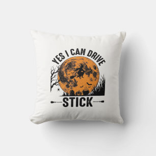 Funny Halloween Drive Stick Witch Vintage Shirt De Cushion