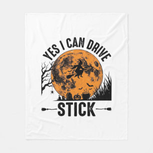 Funny Halloween Drive Stick Witch Vintage Shirt De Fleece Blanket