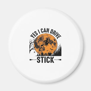 Funny Halloween Drive Stick Witch Vintage Shirt De Magnet