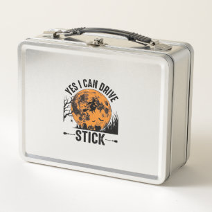 Funny Halloween Drive Stick Witch Vintage Shirt De Metal Lunch Box