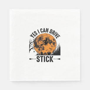 Funny Halloween Drive Stick Witch Vintage Shirt De Napkin