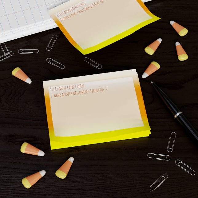 Funny Halloween Eat More Candy Corn Post it Notes (Funny Halloween Eat More Candy Corn Custom Post-it Notes just for you. Add your text)