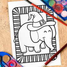 Funny Halloween Elephant Colouring Page
