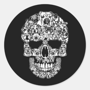 Funny Halloween English Bulldog Skull Dog Lover Classic Round Sticker