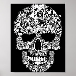 Funny Halloween English Bulldog Skull Dog Lover Poster