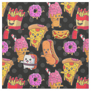 funny halloween fast food monsters fabric