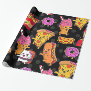 funny halloween fast food monsters  wrapping paper