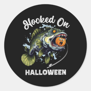 Funny Halloween Fishing Boys Mens Zombie B Fish Pu Classic Round Sticker