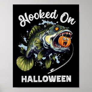 Funny Halloween Fishing Boys Mens Zombie Byss Fish Poster