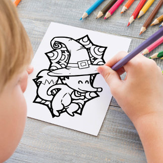 Funny Halloween Fox Dancing Colouring Page Poster