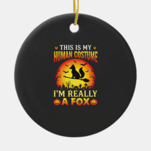 Funny Halloween Fox Human Costume Ceramic Tree Decoration