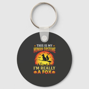 Funny Halloween Fox Human Costume Key Ring
