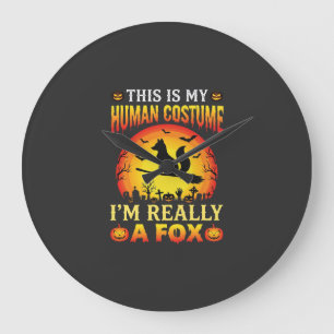 Funny Halloween Fox Human Costume Large Clock
