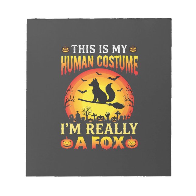 Funny Halloween Fox Human Costume Notepad (Front)