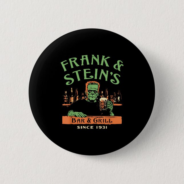 Funny Halloween Frank And Stein's Bar Grill  6 Cm Round Badge (Front)