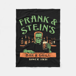 Funny Halloween Frank And Stein's Bar Grill Fleece Blanket