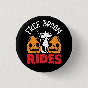 Funny Halloween Free Broom Rides Witch Pumpkins 3 Cm Round Badge